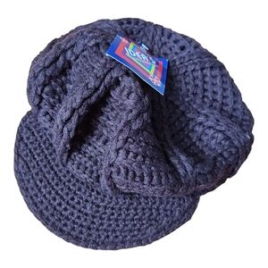 Cable Knit Peaked Baker Boy Cap Hat